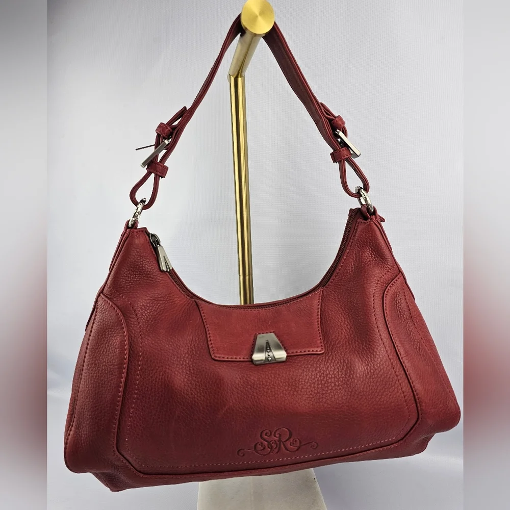 Longaberger Leather So Rachel Boho Shoulder Bag Merlot/Red - Picture 1 of 12